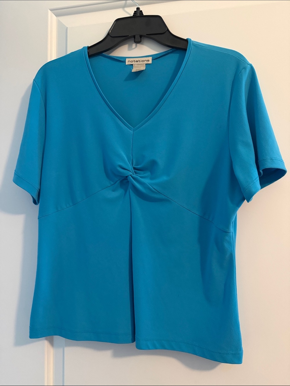 Notations Teal Short-Sleeve Twist-Front V-Neck Top